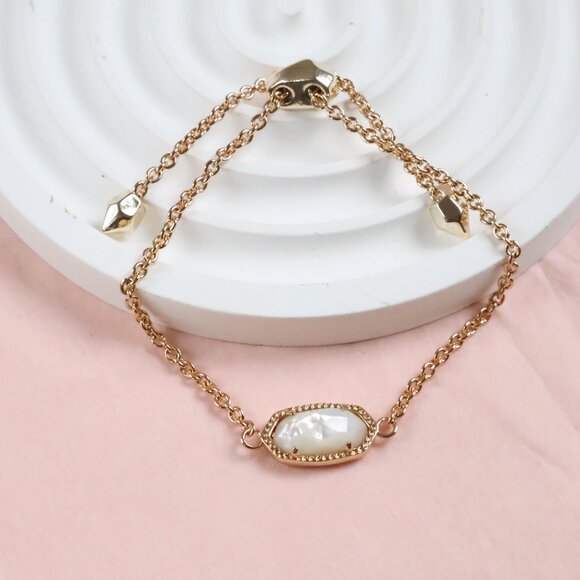 Kendra Scott - Elaina Ivory Pearl Adjustable Chain Bracelet Gold - Picture 2 of 2